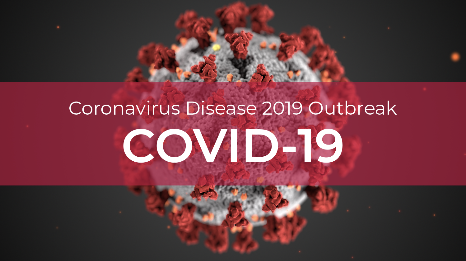 Illustration of COVID-19 virus with the words COVID-19